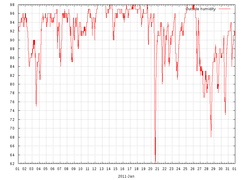 Humidity for January 2011